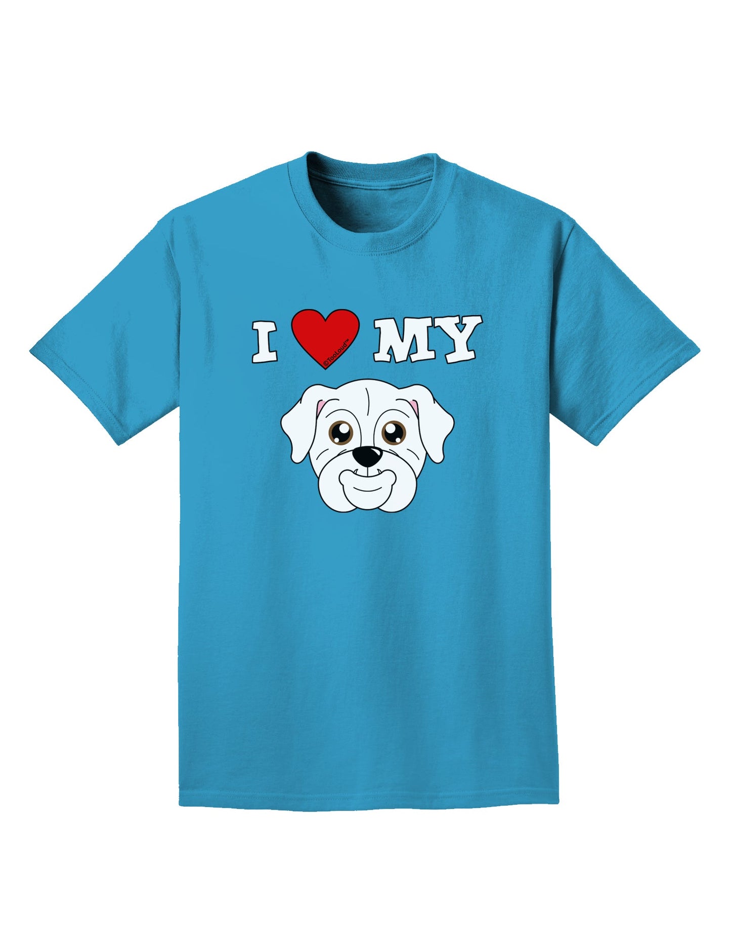 I Heart My - Cute Bulldog - White Adult Dark T-Shirt by TooLoud-Mens T-Shirt-TooLoud-Turquoise-Small-Davson Sales