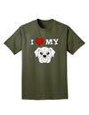 I Heart My - Cute Bulldog - White Adult Dark T-Shirt by TooLoud-Mens T-Shirt-TooLoud-Military-Green-Small-Davson Sales