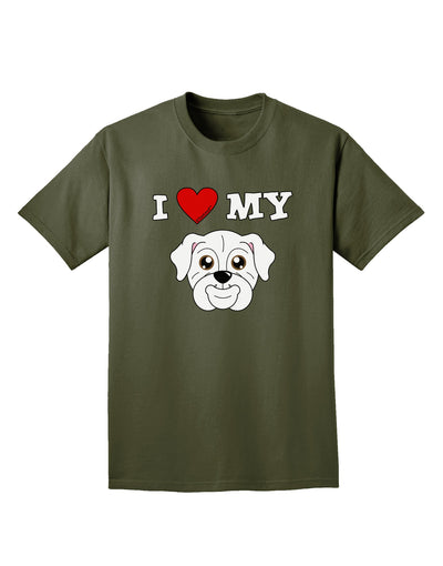 I Heart My - Cute Bulldog - White Adult Dark T-Shirt by TooLoud-Mens T-Shirt-TooLoud-Military-Green-Small-Davson Sales