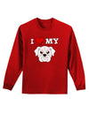 I Heart My - Cute Bulldog - White Adult Long Sleeve Dark T-Shirt by TooLoud-TooLoud-Red-Small-Davson Sales