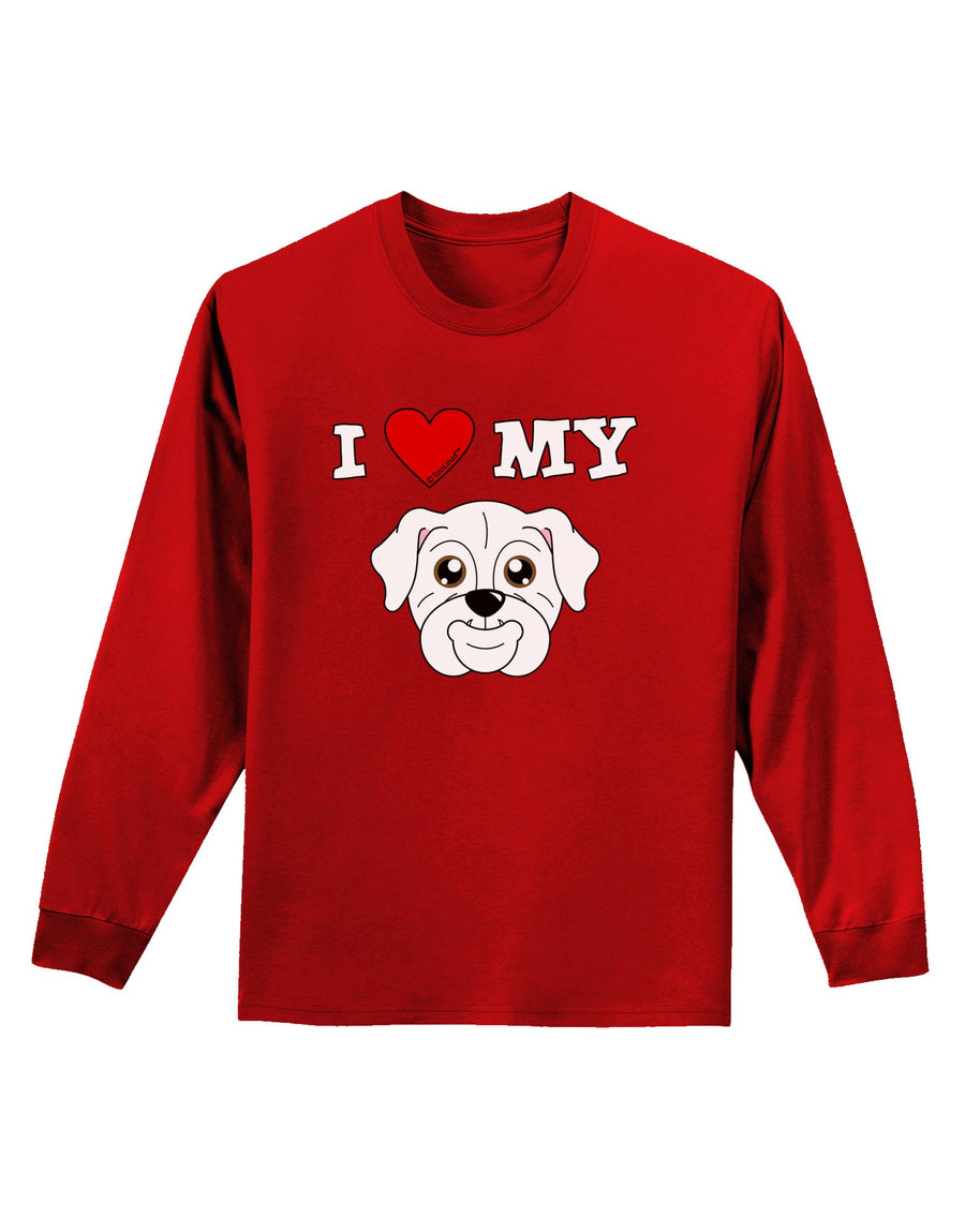 I Heart My - Cute Bulldog - White Adult Long Sleeve Dark T-Shirt by TooLoud-TooLoud-Black-Small-Davson Sales