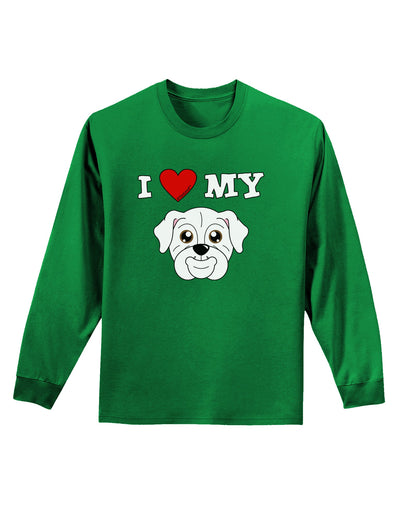 I Heart My - Cute Bulldog - White Adult Long Sleeve Dark T-Shirt by TooLoud-TooLoud-Kelly-Green-Small-Davson Sales