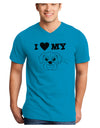 I Heart My - Cute Bulldog - White Adult V-Neck T-shirt by TooLoud-Mens V-Neck T-Shirt-TooLoud-Turquoise-Small-Davson Sales