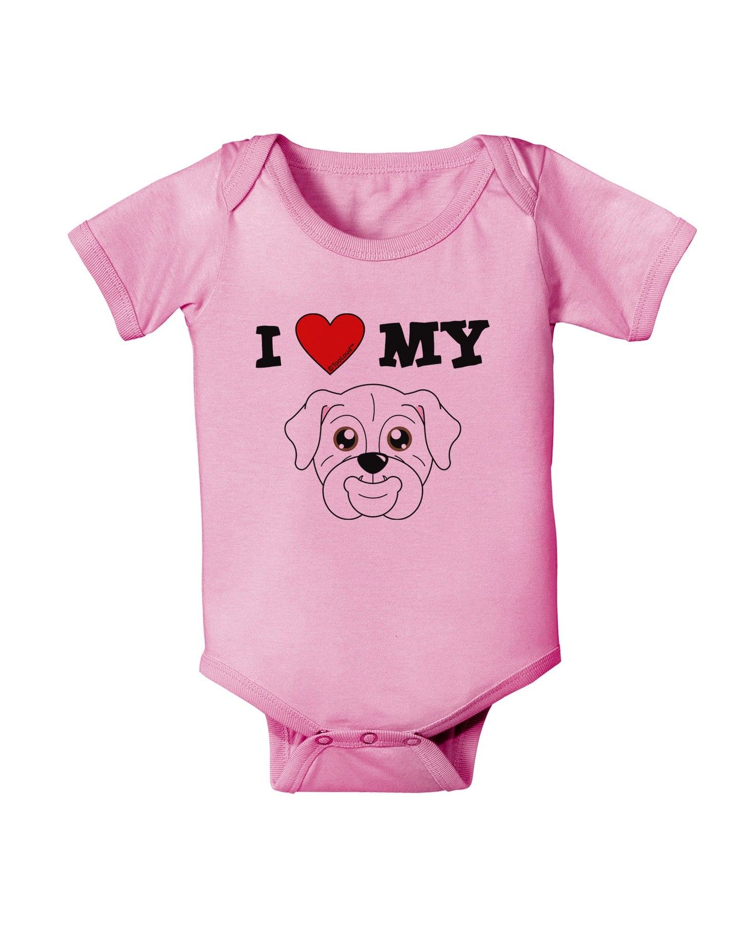 I Heart My - Cute Bulldog - White Baby Romper Bodysuit by TooLoud-Baby Romper-TooLoud-Light-Pink-06-Months-Davson Sales