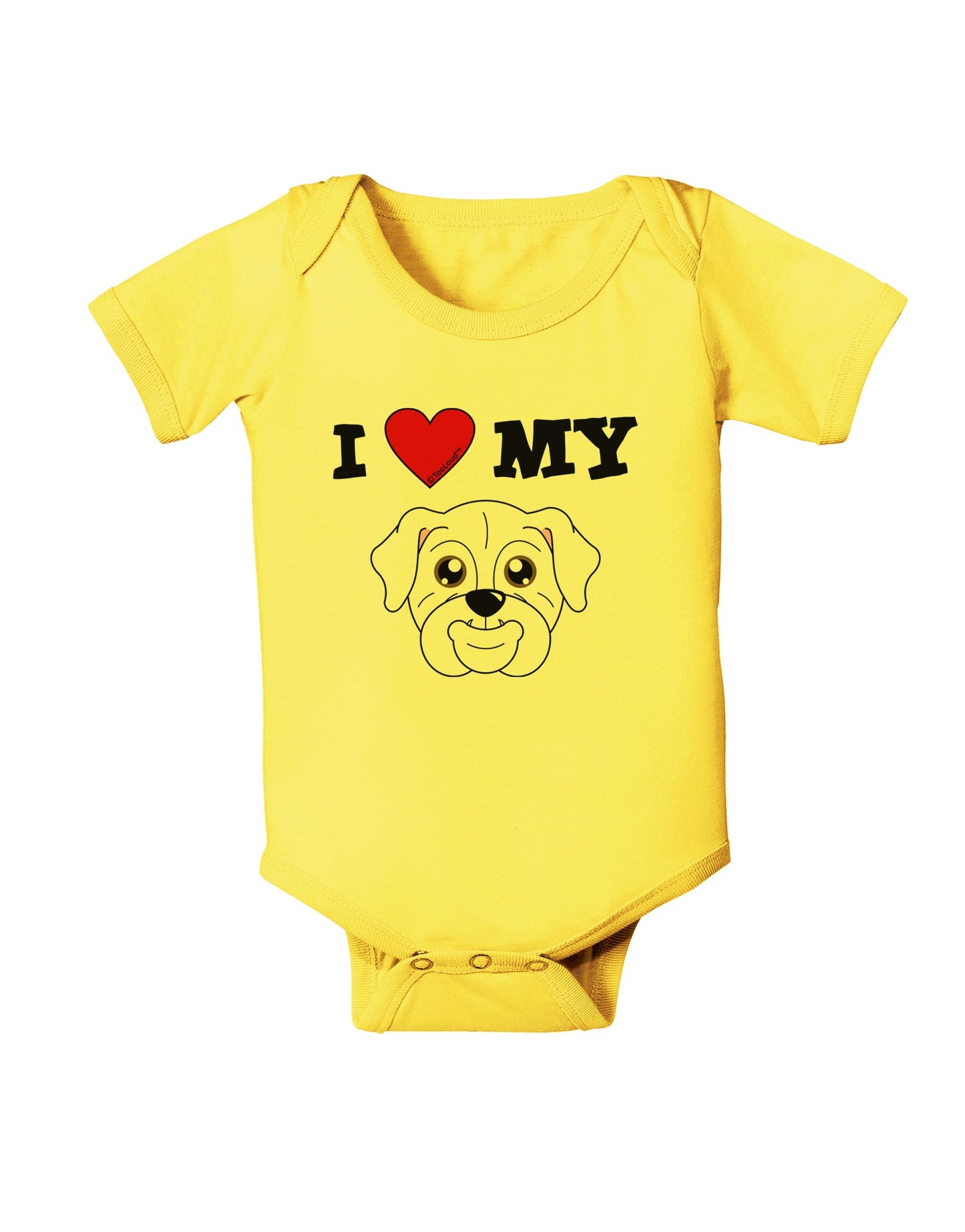 I Heart My - Cute Bulldog - White Baby Romper Bodysuit by TooLoud-Baby Romper-TooLoud-Yellow-06-Months-Davson Sales