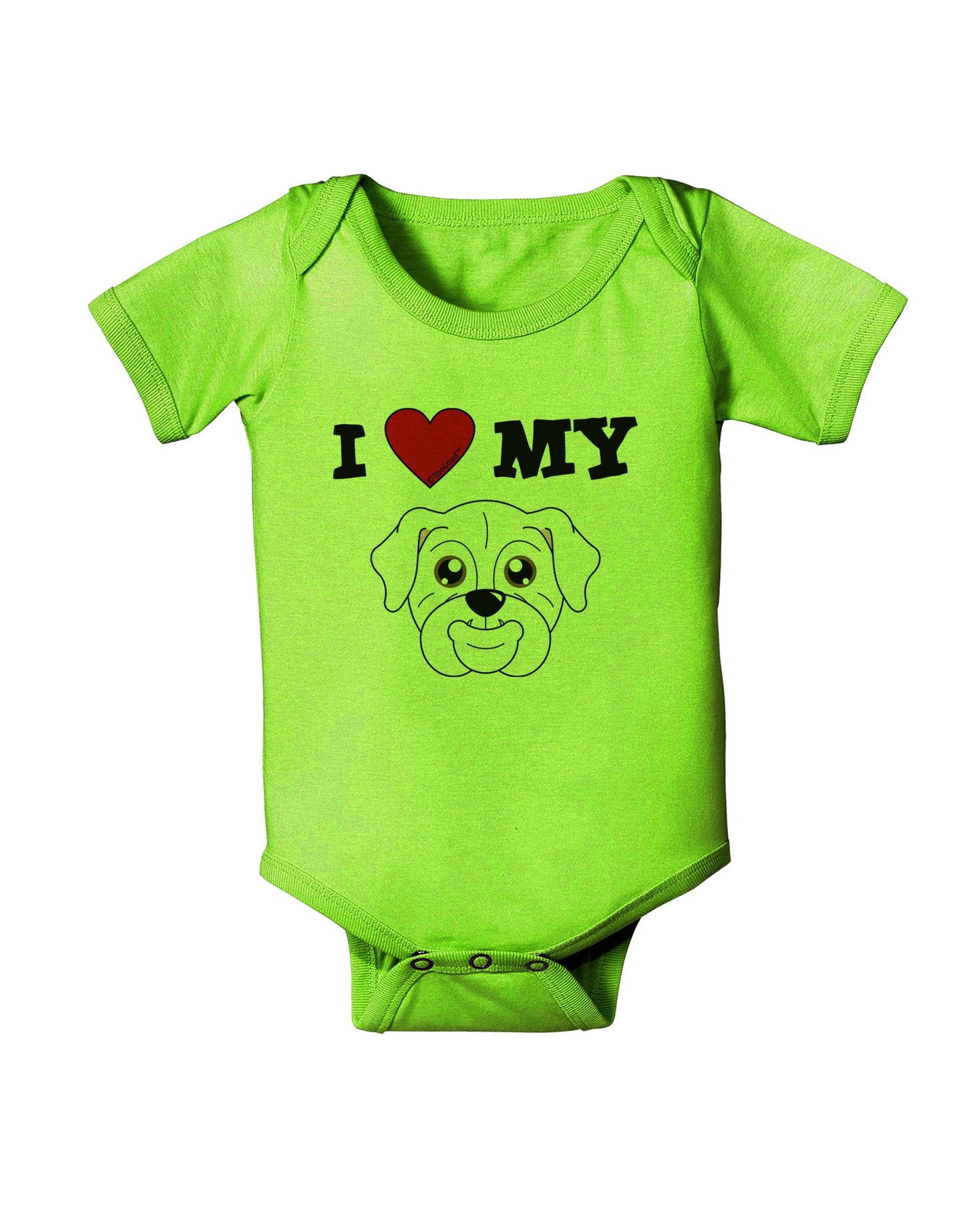 I Heart My - Cute Bulldog - White Baby Romper Bodysuit by TooLoud-Baby Romper-TooLoud-Lime-Green-06-Months-Davson Sales