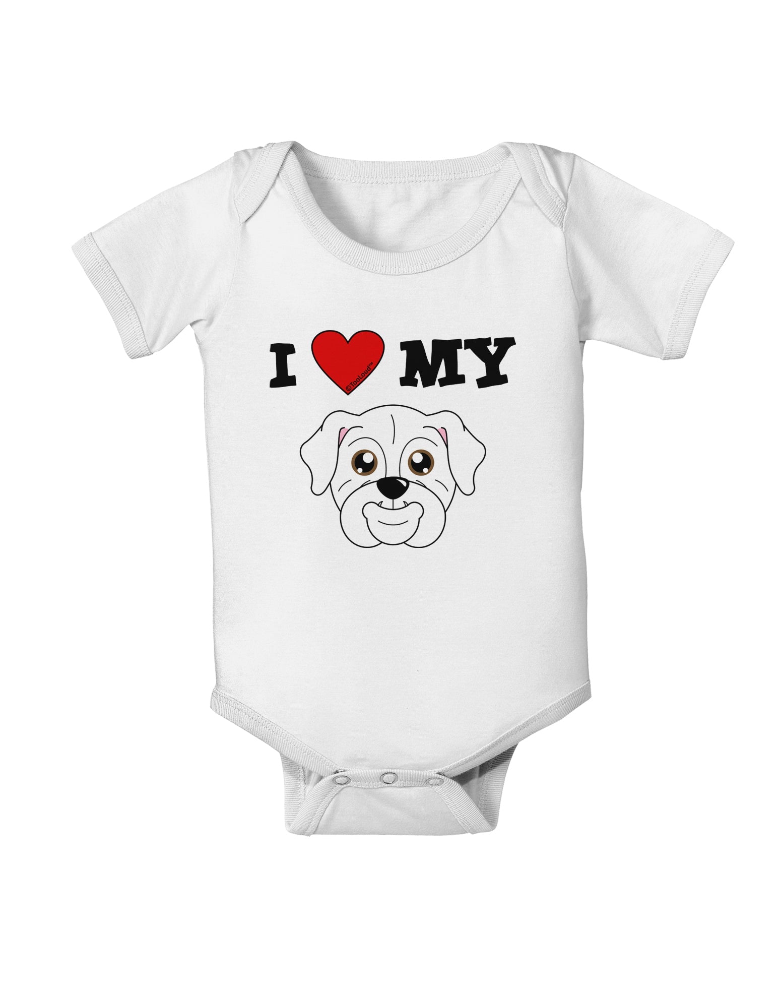 I Heart My - Cute Bulldog - White Baby Romper Bodysuit by TooLoud-Baby Romper-TooLoud-White-06-Months-Davson Sales