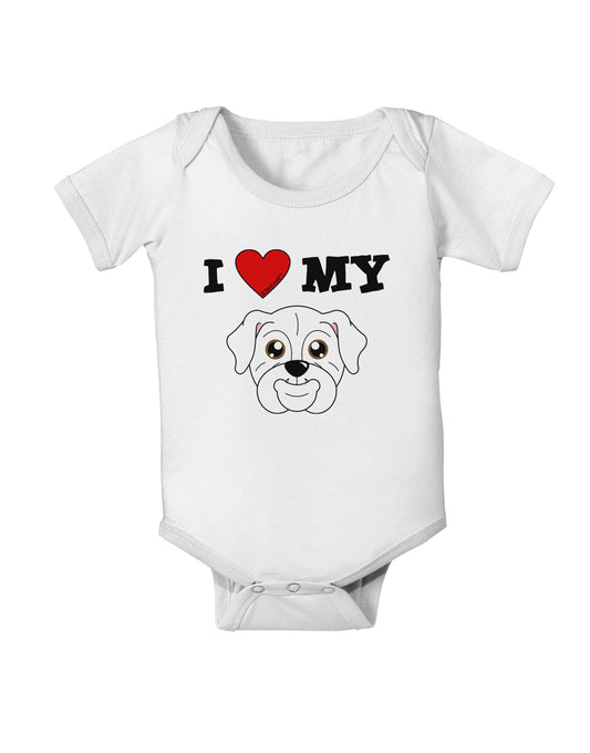 I Heart My - Cute Bulldog - White Baby Romper Bodysuit by TooLoud-Baby Romper-TooLoud-White-06-Months-Davson Sales