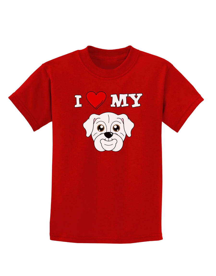 I Heart My - Cute Bulldog - White Childrens Dark T-Shirt by TooLoud-Childrens T-Shirt-TooLoud-Black-X-Small-Davson Sales