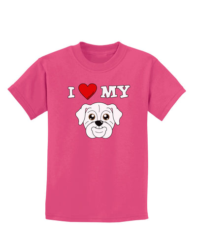 I Heart My - Cute Bulldog - White Childrens Dark T-Shirt by TooLoud