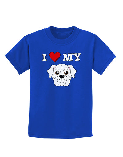 I Heart My - Cute Bulldog - White Childrens Dark T-Shirt by TooLoud
