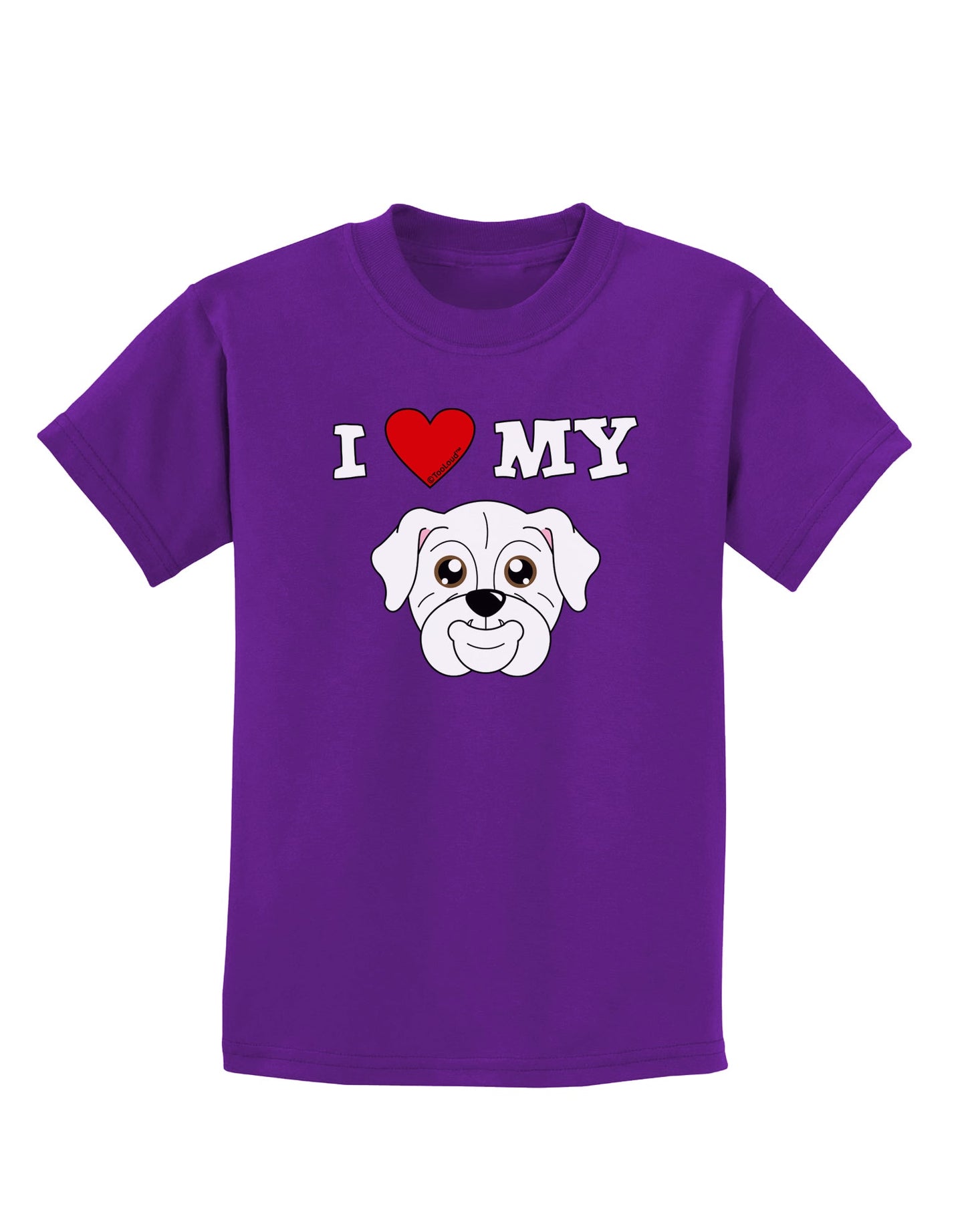 I Heart My - Cute Bulldog - White Childrens Dark T-Shirt by TooLoud-Childrens T-Shirt-TooLoud-Purple-X-Small-Davson Sales