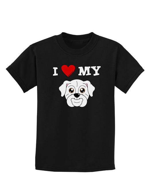 I Heart My - Cute Bulldog - White Childrens Dark T-Shirt by TooLoud-Childrens T-Shirt-TooLoud-Black-X-Small-Davson Sales