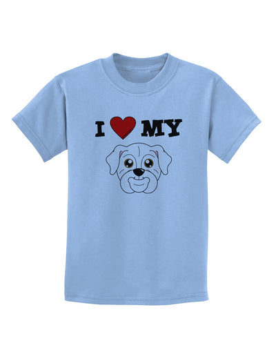 I Heart My - Cute Bulldog - White Childrens T-Shirt by TooLoud-Childrens T-Shirt-TooLoud-Light-Blue-X-Small-Davson Sales