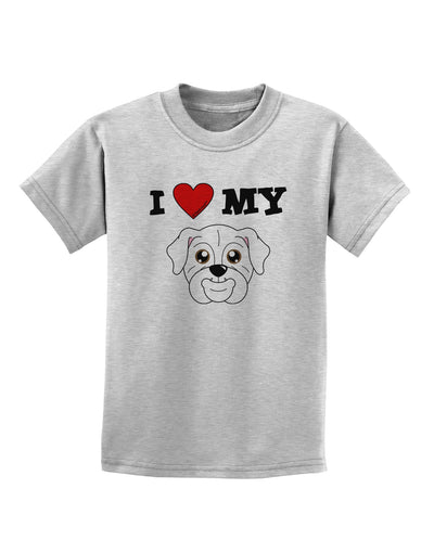 I Heart My - Cute Bulldog - White Childrens T-Shirt by TooLoud-Childrens T-Shirt-TooLoud-AshGray-X-Small-Davson Sales