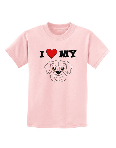 I Heart My - Cute Bulldog - White Childrens T-Shirt by TooLoud-Childrens T-Shirt-TooLoud-PalePink-X-Small-Davson Sales