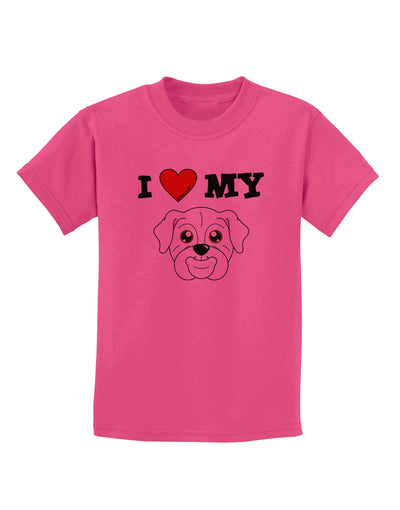 I Heart My - Cute Bulldog - White Childrens T-Shirt by TooLoud-Childrens T-Shirt-TooLoud-Sangria-X-Small-Davson Sales