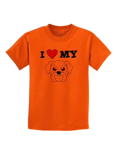 I Heart My - Cute Bulldog - White Childrens T-Shirt by TooLoud-Childrens T-Shirt-TooLoud-Orange-X-Small-Davson Sales