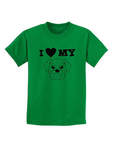 I Heart My - Cute Bulldog - White Childrens T-Shirt by TooLoud-Childrens T-Shirt-TooLoud-Kelly-Green-X-Small-Davson Sales