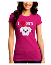 I Heart My - Cute Bulldog - White Juniors Crew Dark T-Shirt by TooLoud-T-Shirts Juniors Tops-TooLoud-Hot-Pink-Juniors Fitted Small-Davson Sales