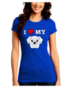 I Heart My - Cute Bulldog - White Juniors Crew Dark T-Shirt by TooLoud-T-Shirts Juniors Tops-TooLoud-Royal-Blue-Juniors Fitted Small-Davson Sales