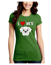 I Heart My - Cute Bulldog - White Juniors Crew Dark T-Shirt by TooLoud-T-Shirts Juniors Tops-TooLoud-Kiwi-Green-Juniors Fitted X-Small-Davson Sales