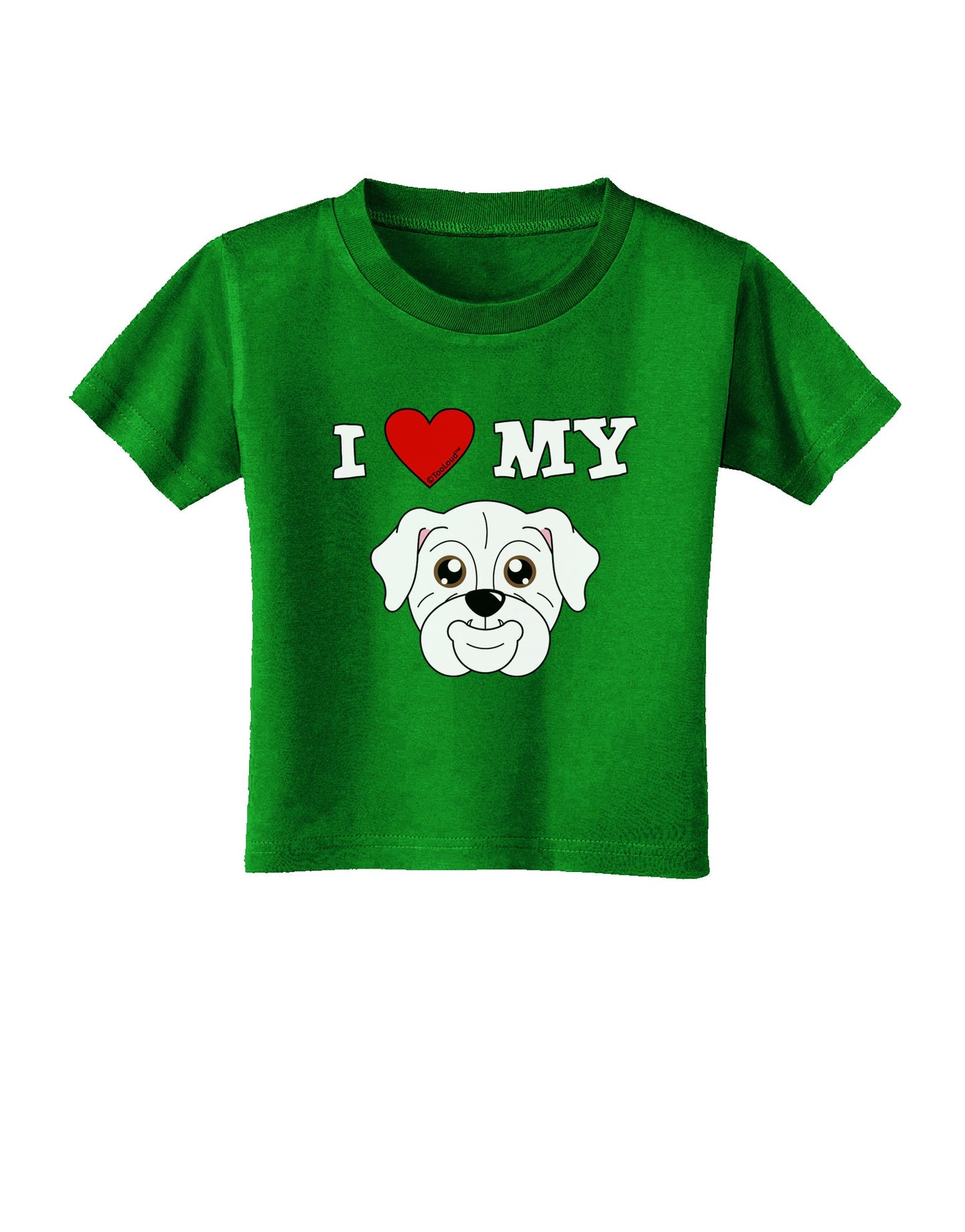 I Heart My - Cute Bulldog - White Toddler T-Shirt Dark by TooLoud-Toddler T-Shirt-TooLoud-Clover-Green-2T-Davson Sales