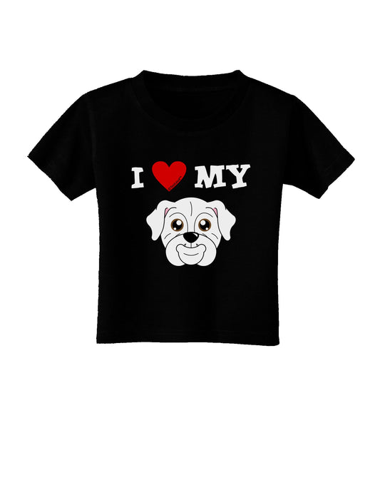 I Heart My - Cute Bulldog - White Toddler T-Shirt Dark by TooLoud-Toddler T-Shirt-TooLoud-Black-2T-Davson Sales