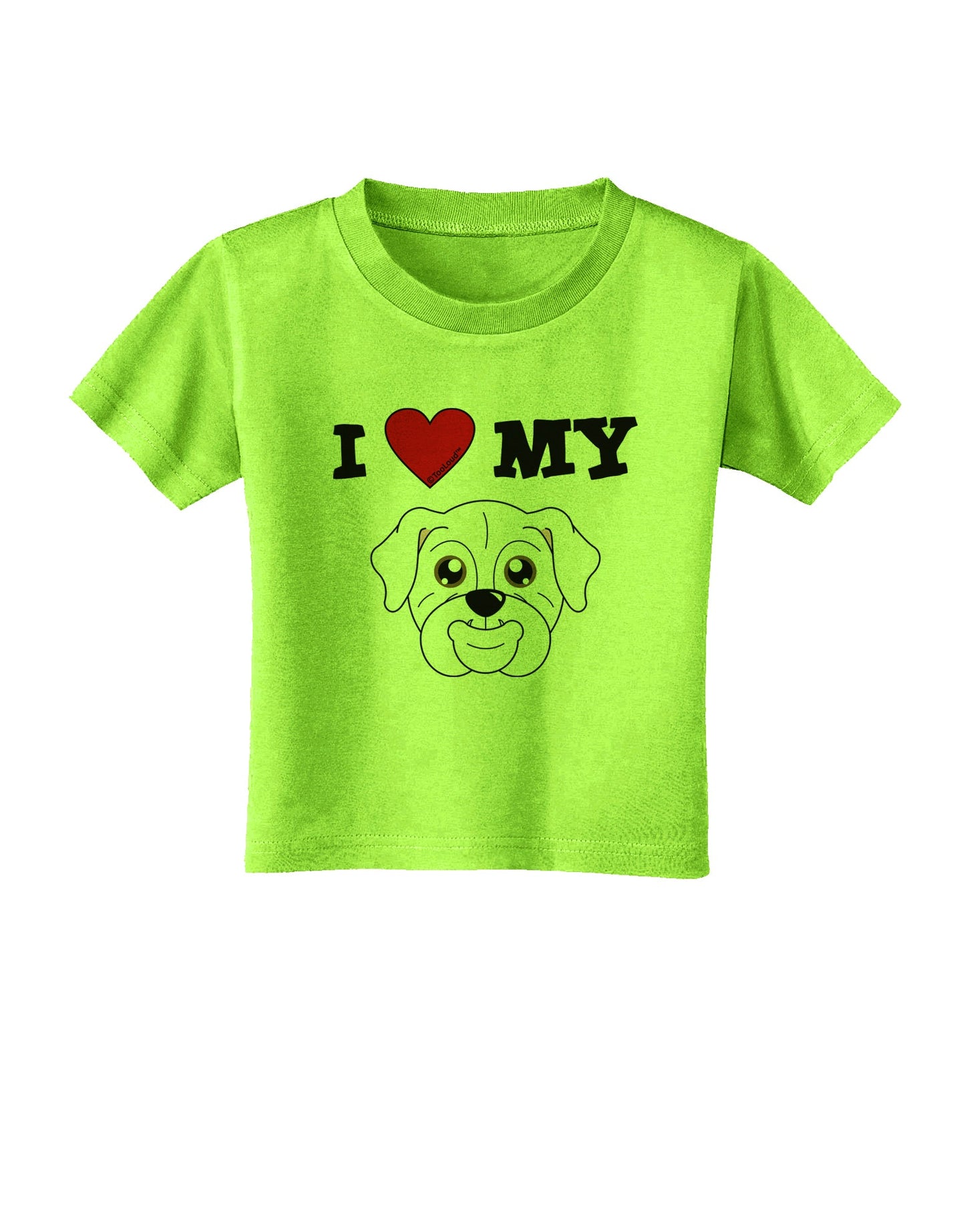 I Heart My - Cute Bulldog - White Toddler T-Shirt by TooLoud-Toddler T-Shirt-TooLoud-Lime-Green-2T-Davson Sales