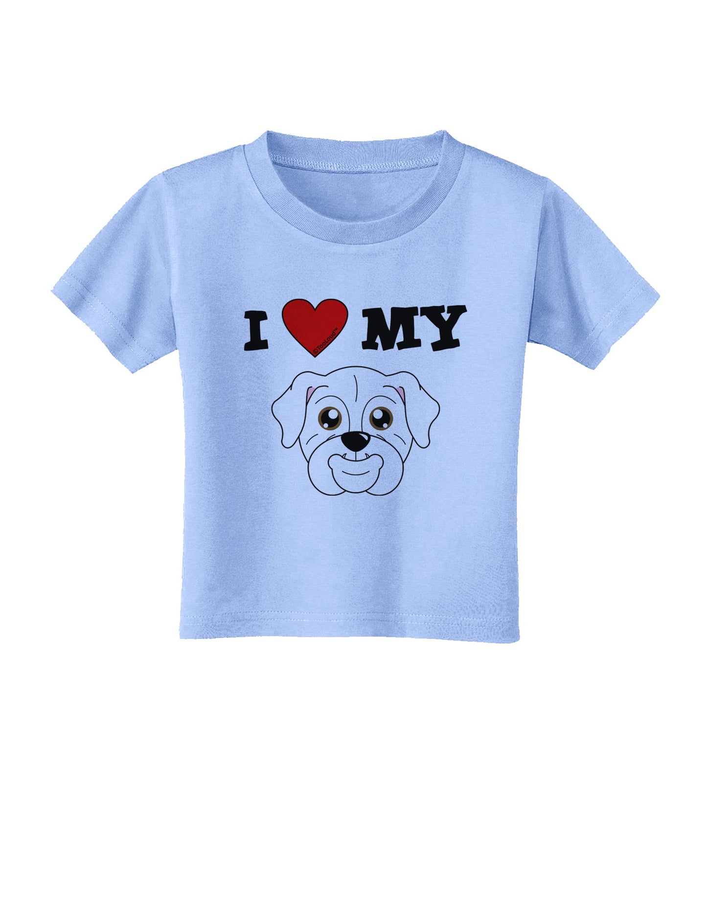 I Heart My - Cute Bulldog - White Toddler T-Shirt by TooLoud-Toddler T-Shirt-TooLoud-Aquatic-Blue-2T-Davson Sales