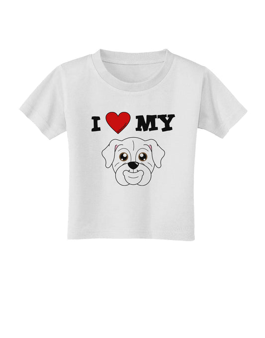 I Heart My - Cute Bulldog - White Toddler T-Shirt by TooLoud-Toddler T-Shirt-TooLoud-White-2T-Davson Sales