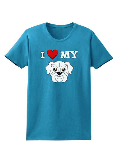 I Heart My - Cute Bulldog - White Womens Dark T-Shirt by TooLoud-Womens T-Shirt-TooLoud-Turquoise-X-Small-Davson Sales