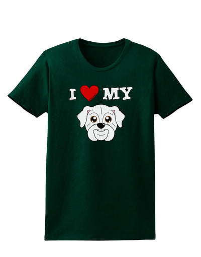 I Heart My - Cute Bulldog - White Womens Dark T-Shirt by TooLoud-Womens T-Shirt-TooLoud-Forest-Green-Small-Davson Sales