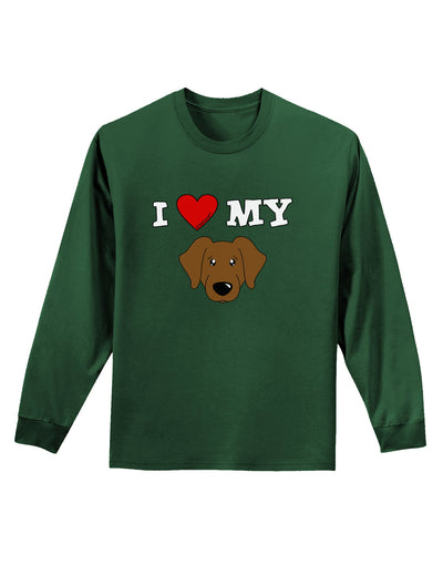 I Heart My - Cute Chocolate Labrador Retriever Dog Adult Long Sleeve Dark T-Shirt by TooLoud-TooLoud-Dark-Green-Small-Davson Sales