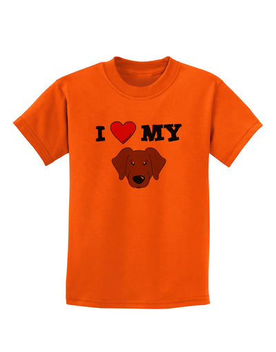 I Heart My - Cute Chocolate Labrador Retriever Dog Childrens T-Shirt by TooLoud-Childrens T-Shirt-TooLoud-Orange-X-Small-Davson Sales