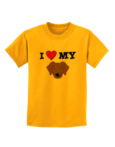 I Heart My - Cute Chocolate Labrador Retriever Dog Childrens T-Shirt by TooLoud-Childrens T-Shirt-TooLoud-Gold-X-Small-Davson Sales