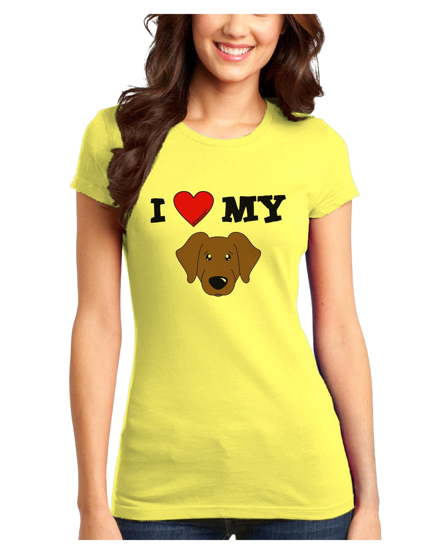 I Heart My - Cute Chocolate Labrador Retriever Dog Juniors T-Shirt by TooLoud-Womens Juniors T-Shirt-TooLoud-Yellow-Juniors Fitted X-Small-Davson Sales