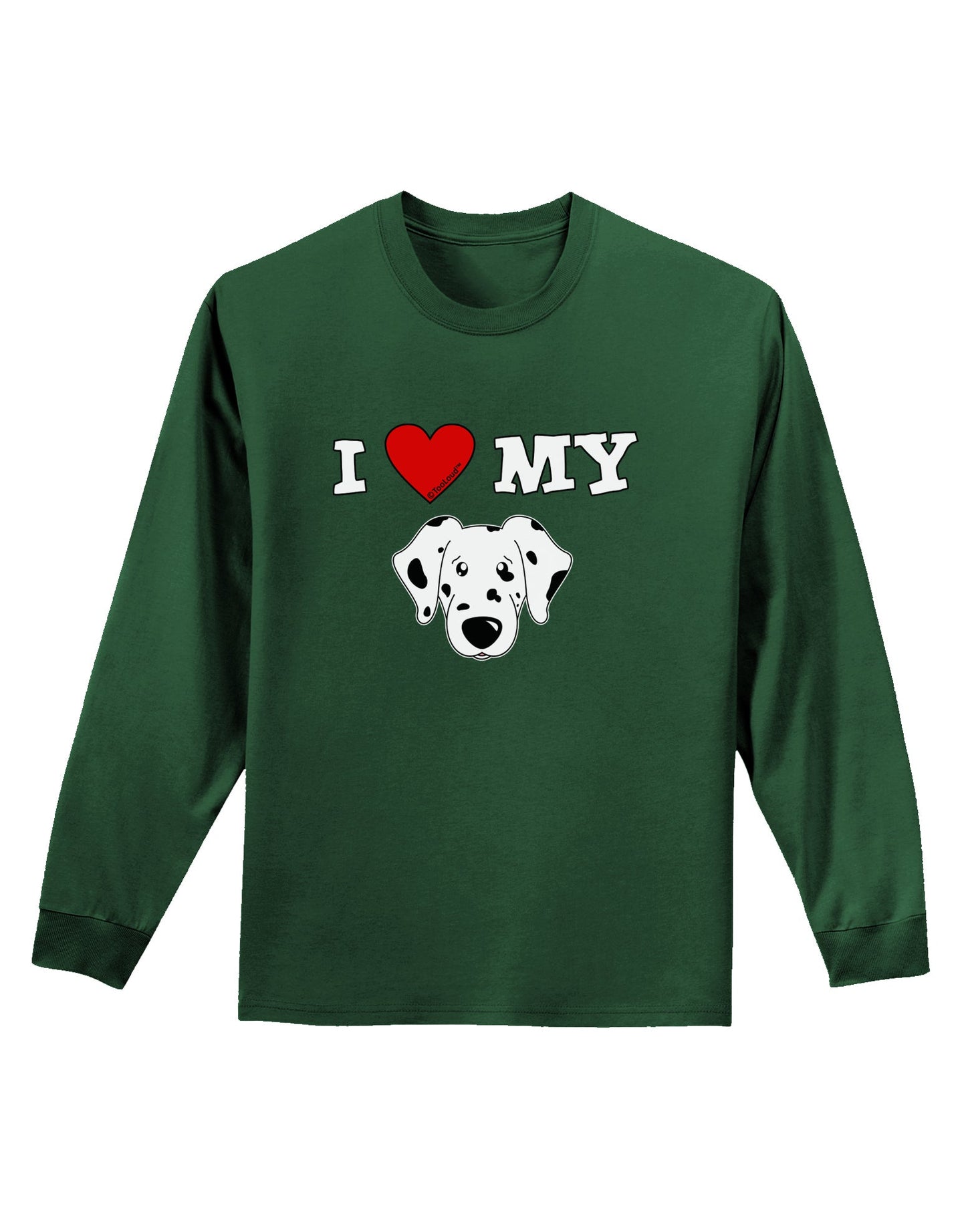 I Heart My - Cute Dalmatian Dog Adult Long Sleeve Dark T-Shirt by TooLoud-TooLoud-Dark-Green-Small-Davson Sales