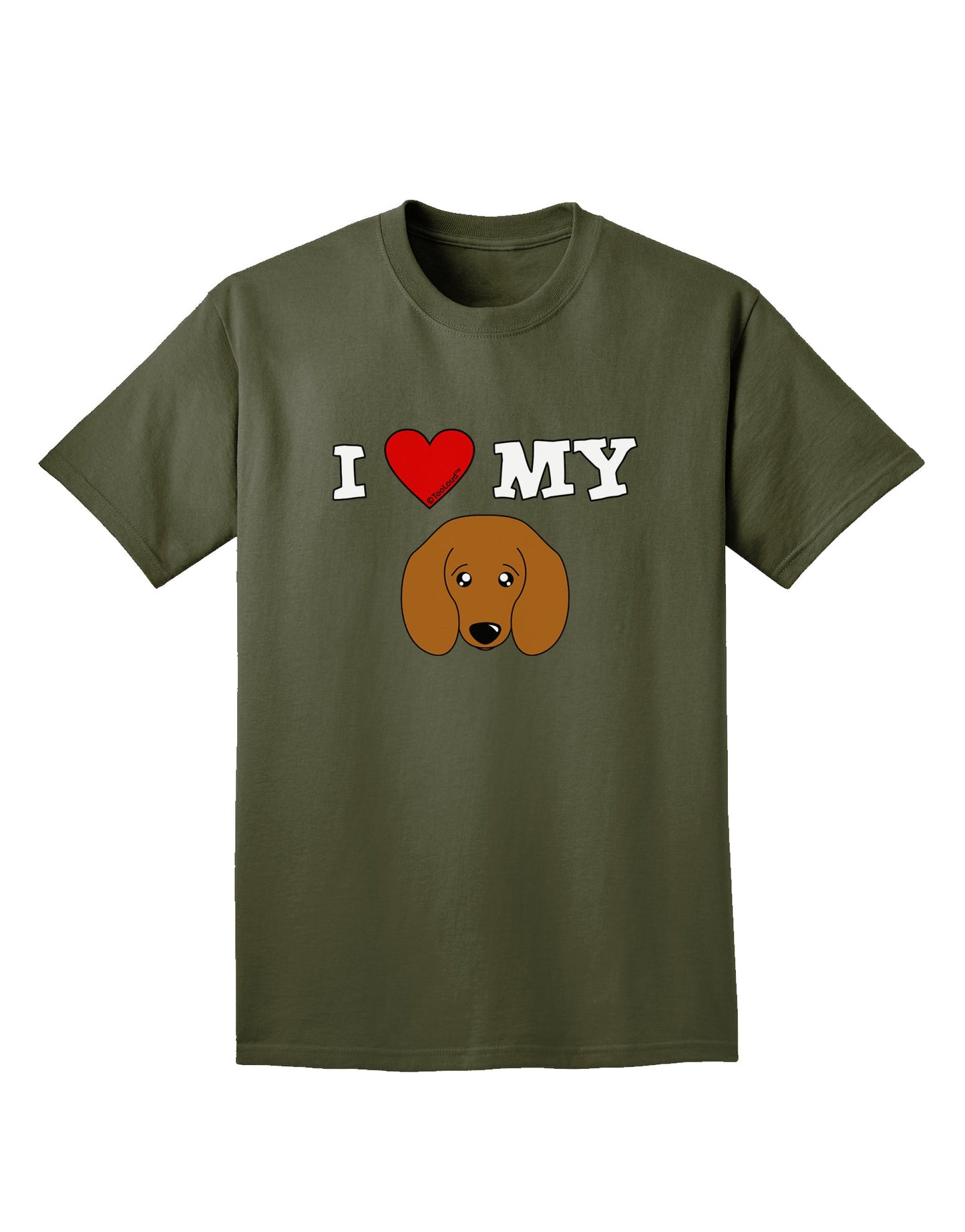 I Heart My - Cute Doxie Dachshund Dog Adult Dark T-Shirt by TooLoud-Mens T-Shirt-TooLoud-Military-Green-Small-Davson Sales