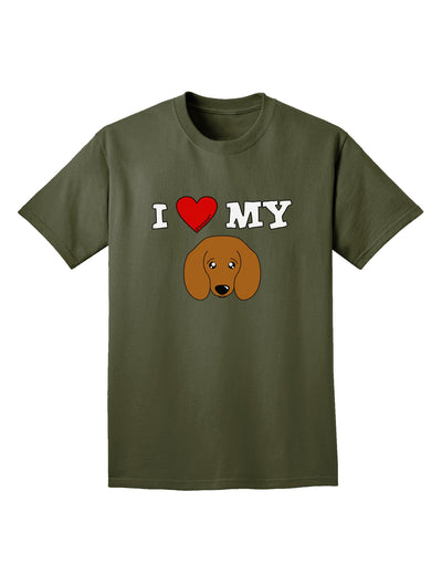 I Heart My - Cute Doxie Dachshund Dog Adult Dark T-Shirt by TooLoud-Mens T-Shirt-TooLoud-Military-Green-Small-Davson Sales