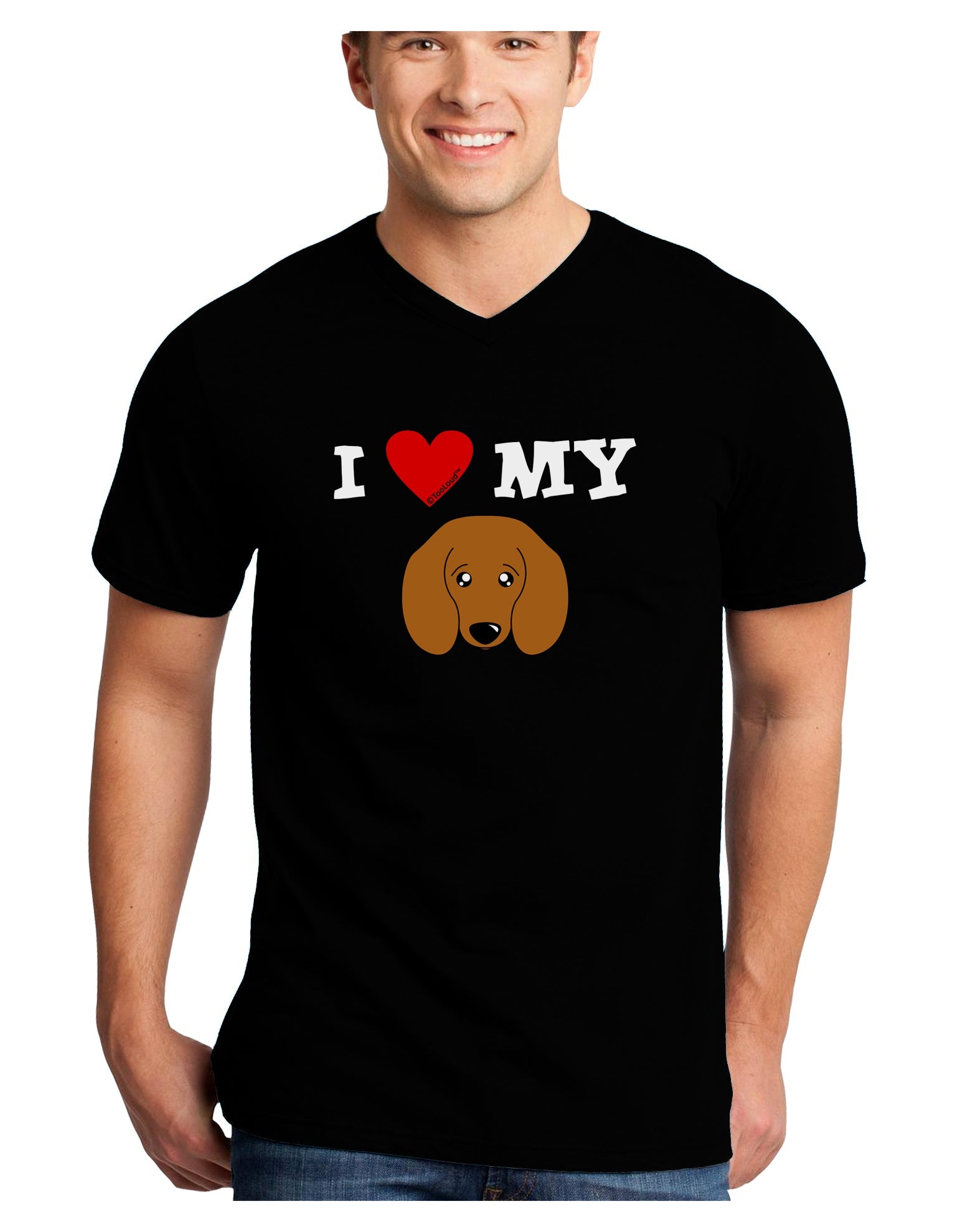 I Heart My - Cute Doxie Dachshund Dog Adult Dark V-Neck T-Shirt by TooLoud-Mens V-Neck T-Shirt-TooLoud-Black-Small-Davson Sales