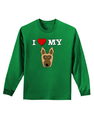 I Heart My - Cute German Shepherd Dog Adult Long Sleeve Dark T-Shirt by TooLoud-TooLoud-Kelly-Green-Small-Davson Sales