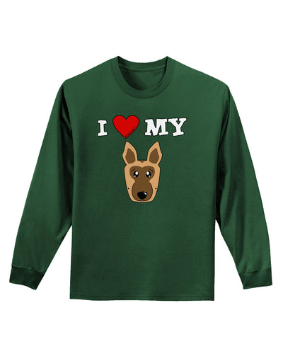 I Heart My - Cute German Shepherd Dog Adult Long Sleeve Dark T-Shirt by TooLoud-TooLoud-Dark-Green-Small-Davson Sales