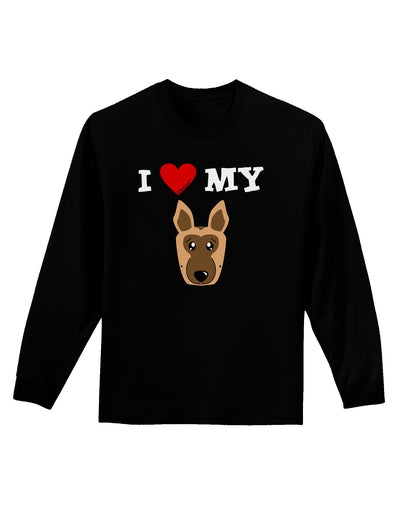 I Heart My - Cute German Shepherd Dog Adult Long Sleeve Dark T-Shirt by TooLoud-TooLoud-Black-Small-Davson Sales