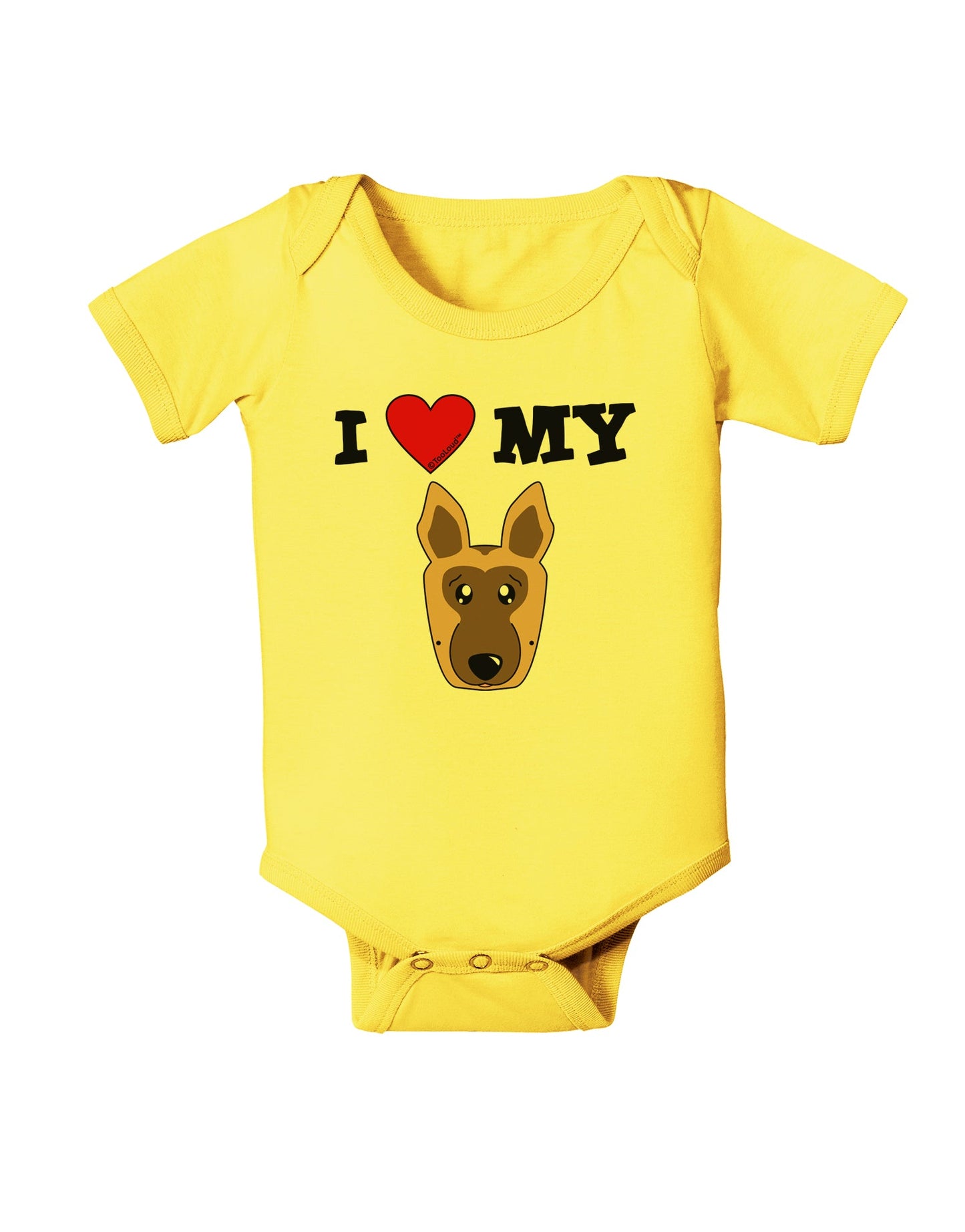 I Heart My - Cute German Shepherd Dog Baby Romper Bodysuit by TooLoud-Baby Romper-TooLoud-Yellow-06-Months-Davson Sales