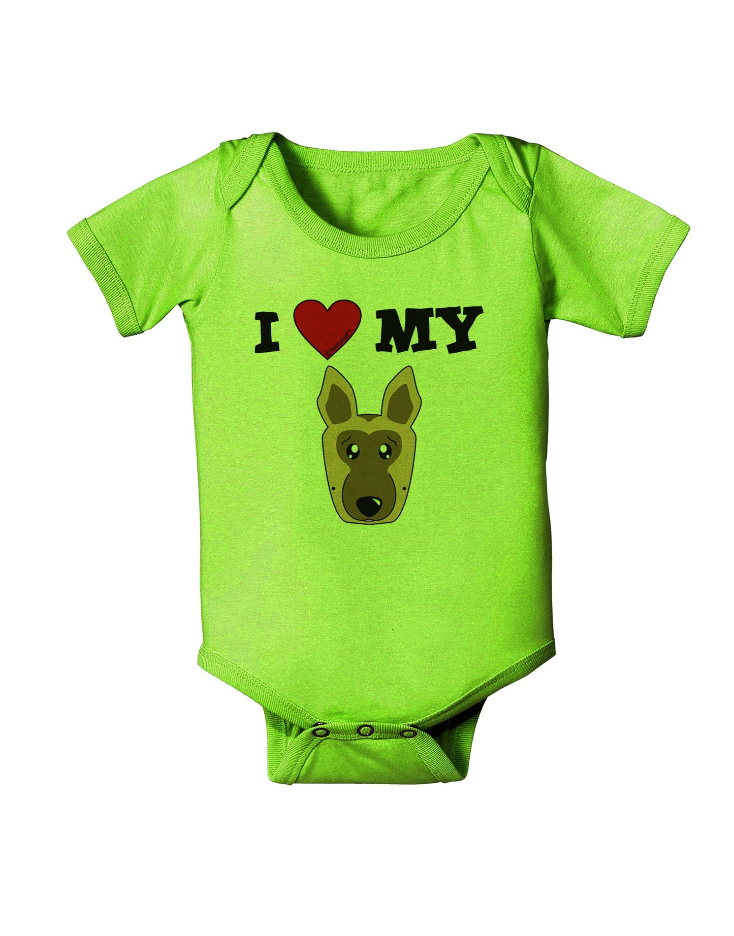 I Heart My - Cute German Shepherd Dog Baby Romper Bodysuit by TooLoud-Baby Romper-TooLoud-Lime-Green-06-Months-Davson Sales