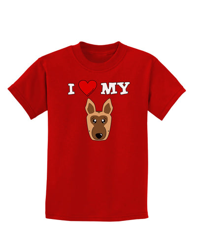 I Heart My - Cute German Shepherd Dog Childrens Dark T-Shirt by TooLoud-Childrens T-Shirt-TooLoud-Red-X-Small-Davson Sales