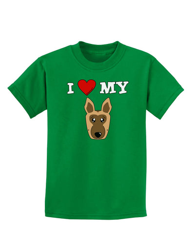 I Heart My - Cute German Shepherd Dog Childrens Dark T-Shirt by TooLoud-Childrens T-Shirt-TooLoud-Kelly-Green-X-Small-Davson Sales