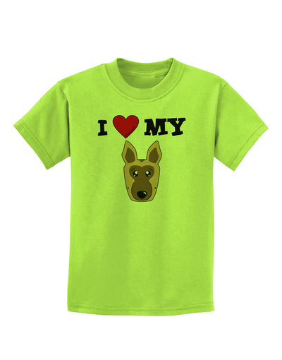 I Heart My - Cute German Shepherd Dog Childrens T-Shirt by TooLoud-Childrens T-Shirt-TooLoud-Lime-Green-X-Small-Davson Sales