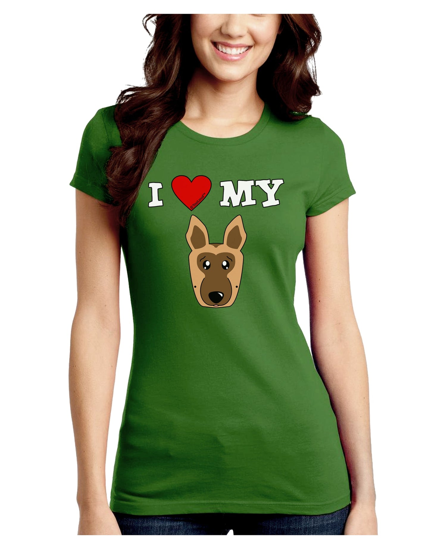 I Heart My - Cute German Shepherd Dog Juniors Crew Dark T-Shirt by TooLoud-T-Shirts Juniors Tops-TooLoud-Kiwi-Green-Juniors Fitted X-Small-Davson Sales